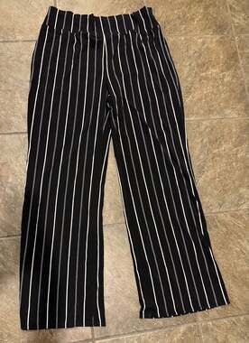 Express Black and White Vertical Striped Wide Leg Pants Size L